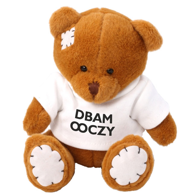 NIE MA TO JAK PROMOCJA Z PLUSZAKIEM. MIŚ Z NADRUKIEM NAMAWIAJĄCYM DO DBANIA O ZDROWIE